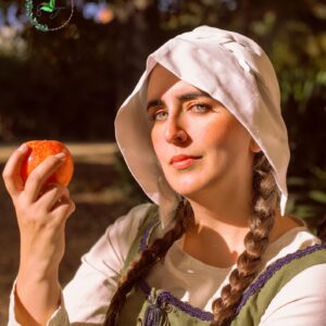 Tocado medieval de lino blanco “Amelia” | Pañuelo medieval 100 % lino