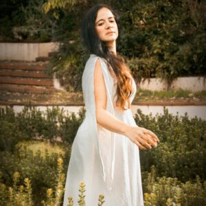 Vestido medieval lino blanco manga hoja | Chemise LARP