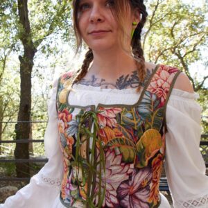 Corpiño medieval estampado floral “Ella” | Corsé algodón